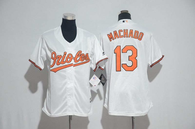 Womens 2017 MLB Baltimore Orioles #13 Machado White Jerseys